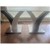 Image 2 : Glass Top Modern Tables with Chrome and Black Metal Bases