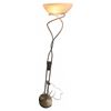 Image 1 : Two-Arm Brushed Metal Torchiere Floor Lamp with Swirl Glass Shade