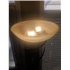 Image 2 : Two-Arm Brushed Metal Torchiere Floor Lamp with Swirl Glass Shade