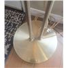 Image 4 : Two-Arm Brushed Metal Torchiere Floor Lamp with Swirl Glass Shade