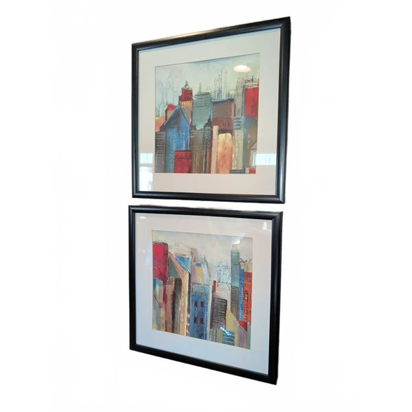 Framed Cityscape Prints with Black Frames