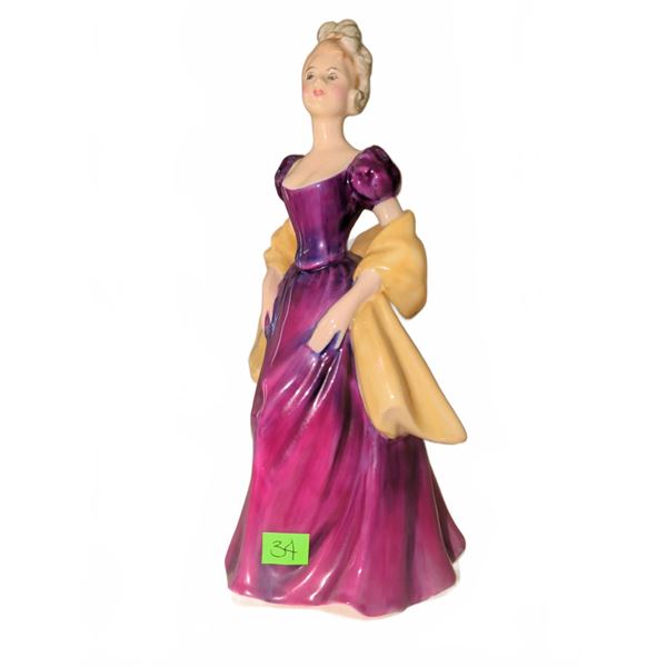 Royal Doulton Bone China Figurine 'Fair Lady' HN 2193 Purple and Yellow