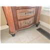 Image 7 : Small Wood Chest of Drawers with Carved Details and Abstract Wall Art