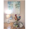 Image 1 : Media Decor Group with Table Lamp, Rooster Figurine, Mirror Tray, Canvas Art