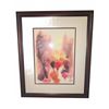 Image 1 : Framed Watercolour Print of Umbrellas in Cityscape, Signed Lower Right