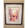Image 2 : Framed Watercolour Print of Umbrellas in Cityscape, Signed Lower Right