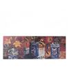 Image 1 : Triptych Still Life Painting With Flowers in Blue Vases, Signed BB 04