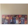Image 2 : Triptych Still Life Painting With Flowers in Blue Vases, Signed BB 04