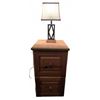 Image 1 : Wood Two-Drawer Filing Cabinet with Table Lamp
