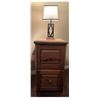Image 2 : Wood Two-Drawer Filing Cabinet with Table Lamp