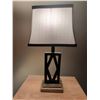 Image 3 : Wood Two-Drawer Filing Cabinet with Table Lamp