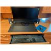 Image 3 : Asus Computer Monitor, Keyboard, Mouse, Speakers, and L-Shaped Oak Desk Set