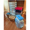 Image 2 : Plastic Storage Bins and Drawers with Assorted Wicker Baskets and Totes