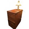 Image 1 : Wooden Two-Drawer File Cabinet with Glass Table Lamp Floral Shade