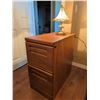 Image 2 : Wooden Two-Drawer File Cabinet with Glass Table Lamp Floral Shade