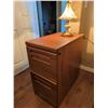 Image 3 : Wooden Two-Drawer File Cabinet with Glass Table Lamp Floral Shade
