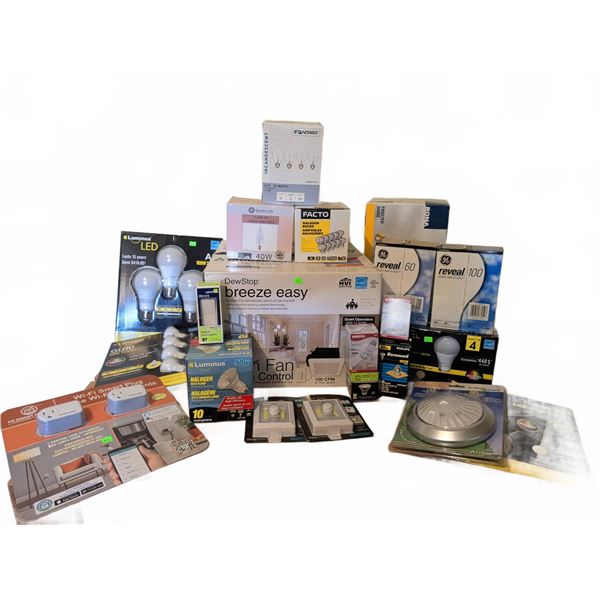 LED, Halogen, Incandescent Bulbs, Wi-Fi Plugs, and DewStop Bath Fan