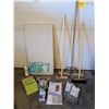 Image 1 : Household Lot With Folding Table, Brooms, Iron, Garment Bag and Storage Organizers