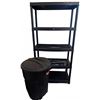 Image 1 : Rubbermaid Roughneck 32 Gallon Wheeled Trash Bin and Black Plastic Shelving Unit