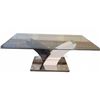 Image 1 : Glass Coffee Table with Black and White Curved Base and Rectangular Metal Platform