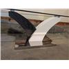 Image 4 : Glass Coffee Table with Black and White Curved Base and Rectangular Metal Platform