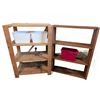 Image 1 : Two Wood Storage Shelves with Bins and Plastic Containers
