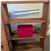 Image 4 : Two Wood Storage Shelves with Bins and Plastic Containers