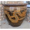 Image 2 : XLarge Glazed Ceramic Garden Pot with Dragon Motif