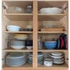 Image 1 : Kitchen Cabinet Dishware Including Plates, Bowls, Bakeware and Glassware