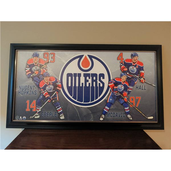 Framed Edmonton Oilers Art Featuring Nugent-Hopkins, Eberle, Hall, McDavid NHL NHLPA