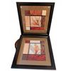 Image 1 : Framed Floral Prints with Brown and Red Matting, 22" x 22" Each