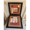 Image 2 : Framed Floral Prints with Brown and Red Matting, 22" x 22" Each
