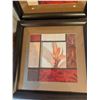 Image 4 : Framed Floral Prints with Brown and Red Matting, 22" x 22" Each