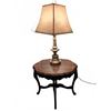 Image 1 : Carved Wood Side Table With Ornate Apron &Stiefel Brass Table Lamp With Shade