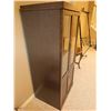 Image 3 : Wood and Glass Two-Door Media Storage Cabinet with Adjustable Shelves