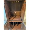 Image 5 : Wood and Glass Two-Door Media Storage Cabinet with Adjustable Shelves