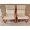 Image 2 : 2 Scandinavian Bentwood Lounge Chairs with Beige Cushions