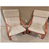 Image 5 : 2 Scandinavian Bentwood Lounge Chairs with Beige Cushions