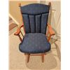 Image 3 : Wood-Framed Glider Rocking Chair with Removable Blue Upholstered Cushions