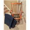 Image 4 : Wood-Framed Glider Rocking Chair with Removable Blue Upholstered Cushions