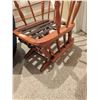 Image 5 : Wood-Framed Glider Rocking Chair with Removable Blue Upholstered Cushions