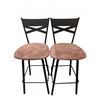 Image 1 : Metal Bar Stools with Pink Upholstered Seats