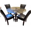 Image 1 : Round Glass Top Dining Table with Four Faux Leather Upholstered Chairs