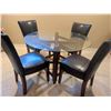 Image 2 : Round Glass Top Dining Table with Four Faux Leather Upholstered Chairs