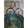 Image 3 : Decorative Glassware Lot: Swirl Platter, Art Glass Vase, Hobnail Pitcher, Parrot Figure