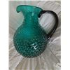 Image 6 : Decorative Glassware Lot: Swirl Platter, Art Glass Vase, Hobnail Pitcher, Parrot Figure