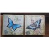 Image 1 : 2 Butterfly CARTE POSTALE Decorative Wall Art Prints on Canvas