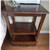 Image 2 : Wood Side Table With Drawer, Framed Venice Print, Clear Glass Lamp Set