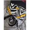 Image 4 : Batch of 3 Travel Bags: Red Patent Tote, Zebra Print Clutch, Grey Duffel