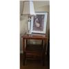 Image 1 : Framed Print 'Drawing Water' Henry Hensche, Wood Nightstand, Crystal Table Lamp